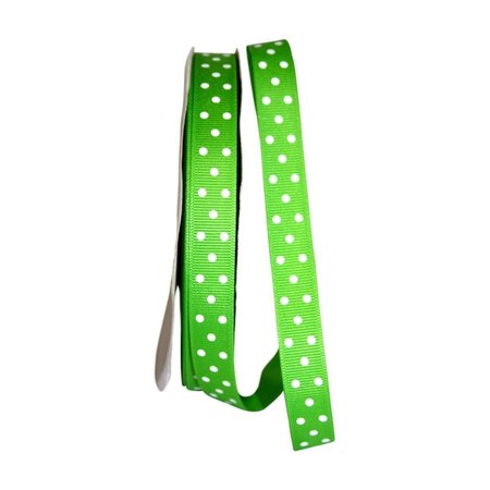 RELIANT RIBBON 0.625 in. 50 Yards Grosgrain Confetti Dots Ribbon, Apple Green 5201-042-03K